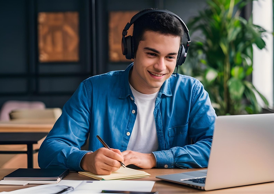 Student learning on a laptop